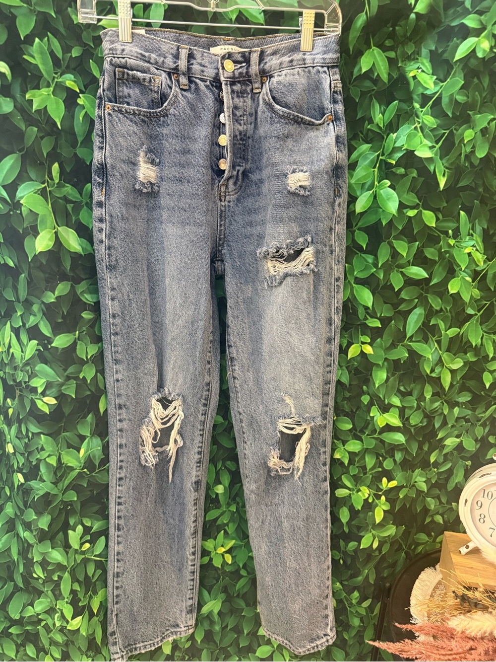 PacSun High-Rise Distressed Women’s Dad Jeans - Light Blue